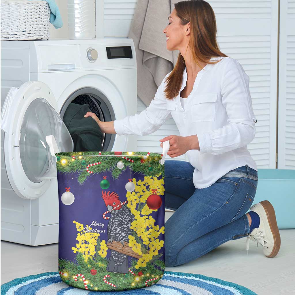 Australia Gang-gang Cockatoo Christmas Laundry Basket Callocephalon Fimbriatum Golden Wattle Blue - Aussie Hoodie