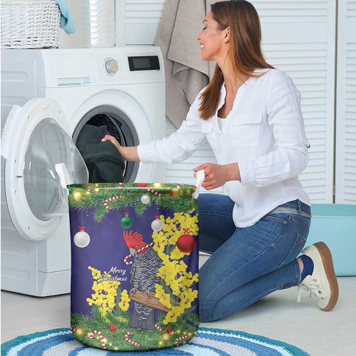 Australia Gang-gang Cockatoo Christmas Laundry Basket Callocephalon Fimbriatum Golden Wattle Blue - Aussie Hoodie