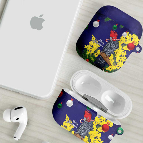 Australia Gang-gang Cockatoo Christmas AirPods Case Callocephalon Fimbriatum Golden Wattle Blue - Aussie Hoodie