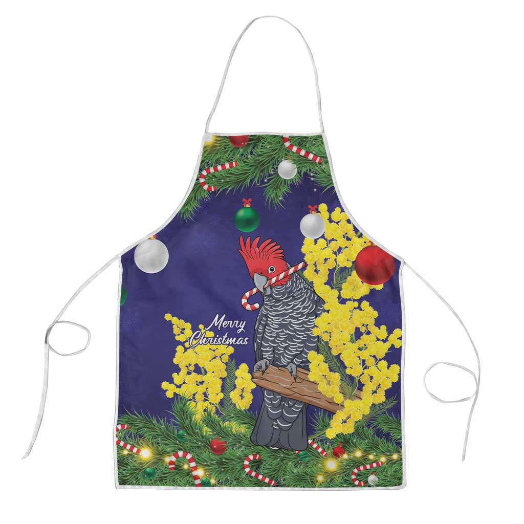 Australia Gang-gang Cockatoo Christmas Apron Callocephalon Fimbriatum Golden Wattle Blue - Aussie Hoodie