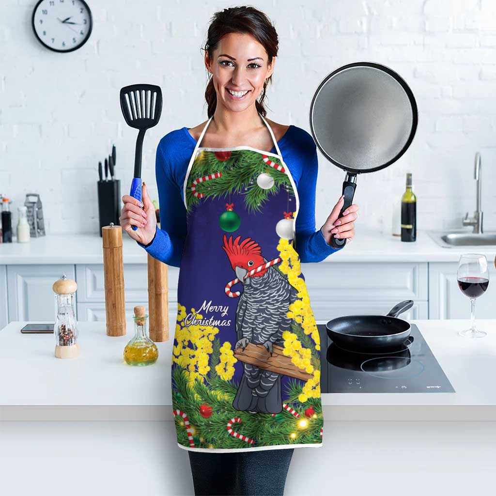 Australia Gang-gang Cockatoo Christmas Apron Callocephalon Fimbriatum Golden Wattle Blue - Aussie Hoodie