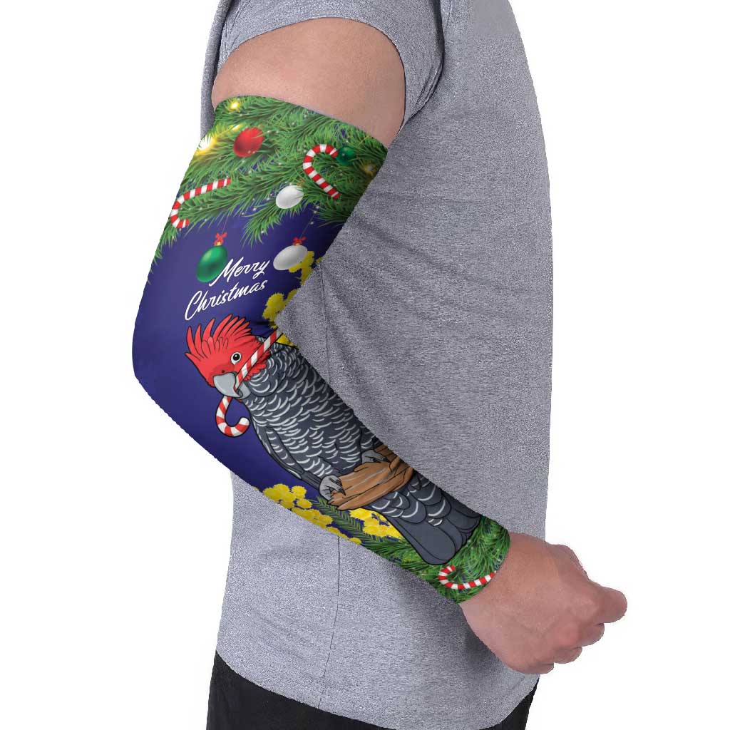 Australia Gang-gang Cockatoo Christmas Arm Sleeves Callocephalon Fimbriatum Golden Wattle Blue - Aussie Hoodie
