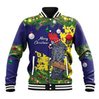 Australia Gang-gang Cockatoo Christmas Baseball Jacket Callocephalon Fimbriatum Golden Wattle Blue - Aussie Hoodie
