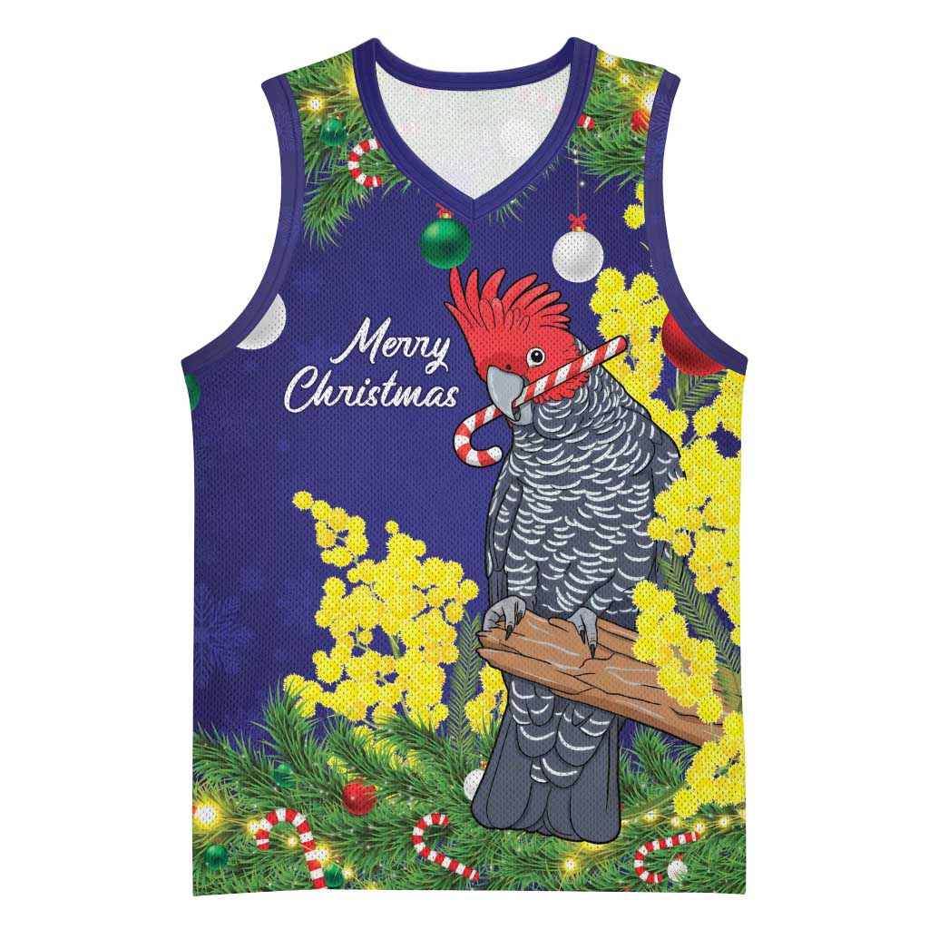 Australia Gang-gang Cockatoo Christmas Basketball Jersey Callocephalon Fimbriatum Golden Wattle Blue - Aussie Hoodie