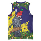 Australia Gang-gang Cockatoo Christmas Basketball Jersey Callocephalon Fimbriatum Golden Wattle Blue - Aussie Hoodie
