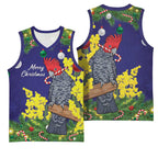 Australia Gang-gang Cockatoo Christmas Basketball Jersey Callocephalon Fimbriatum Golden Wattle Blue - Aussie Hoodie