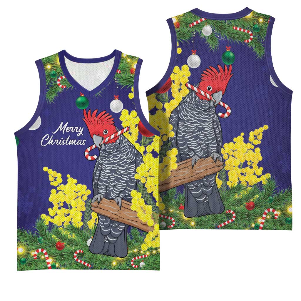 Australia Gang-gang Cockatoo Christmas Basketball Jersey Callocephalon Fimbriatum Golden Wattle Blue - Aussie Hoodie