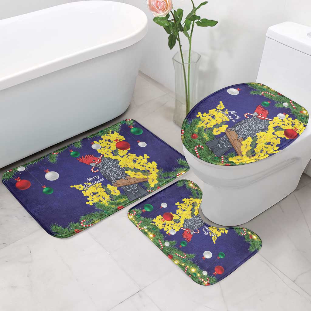 Australia Gang-gang Cockatoo Christmas Bathroom Set Callocephalon Fimbriatum Golden Wattle Blue - Aussie Hoodie
