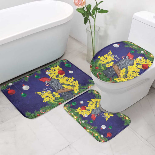 Australia Gang-gang Cockatoo Christmas Bathroom Set Callocephalon Fimbriatum Golden Wattle Blue - Aussie Hoodie