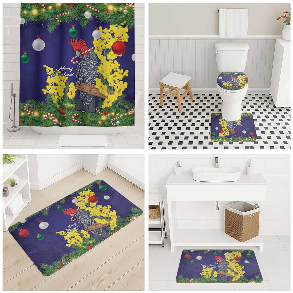 Australia Gang-gang Cockatoo Christmas Bathroom Set Callocephalon Fimbriatum Golden Wattle Blue - Aussie Hoodie