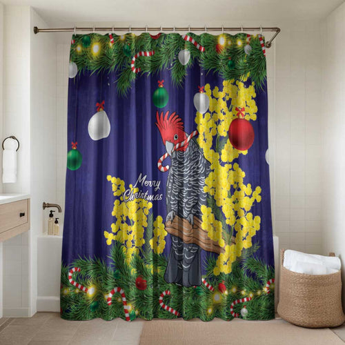 Australia Gang-gang Cockatoo Christmas Bathroom Set Callocephalon Fimbriatum Golden Wattle Blue - Aussie Hoodie