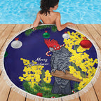 Australia Gang-gang Cockatoo Christmas Beach Blanket Callocephalon Fimbriatum Golden Wattle Blue - Aussie Hoodie
