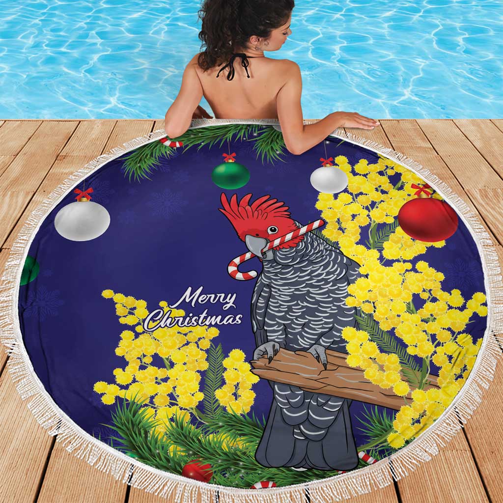 Australia Gang-gang Cockatoo Christmas Beach Blanket Callocephalon Fimbriatum Golden Wattle Blue - Aussie Hoodie