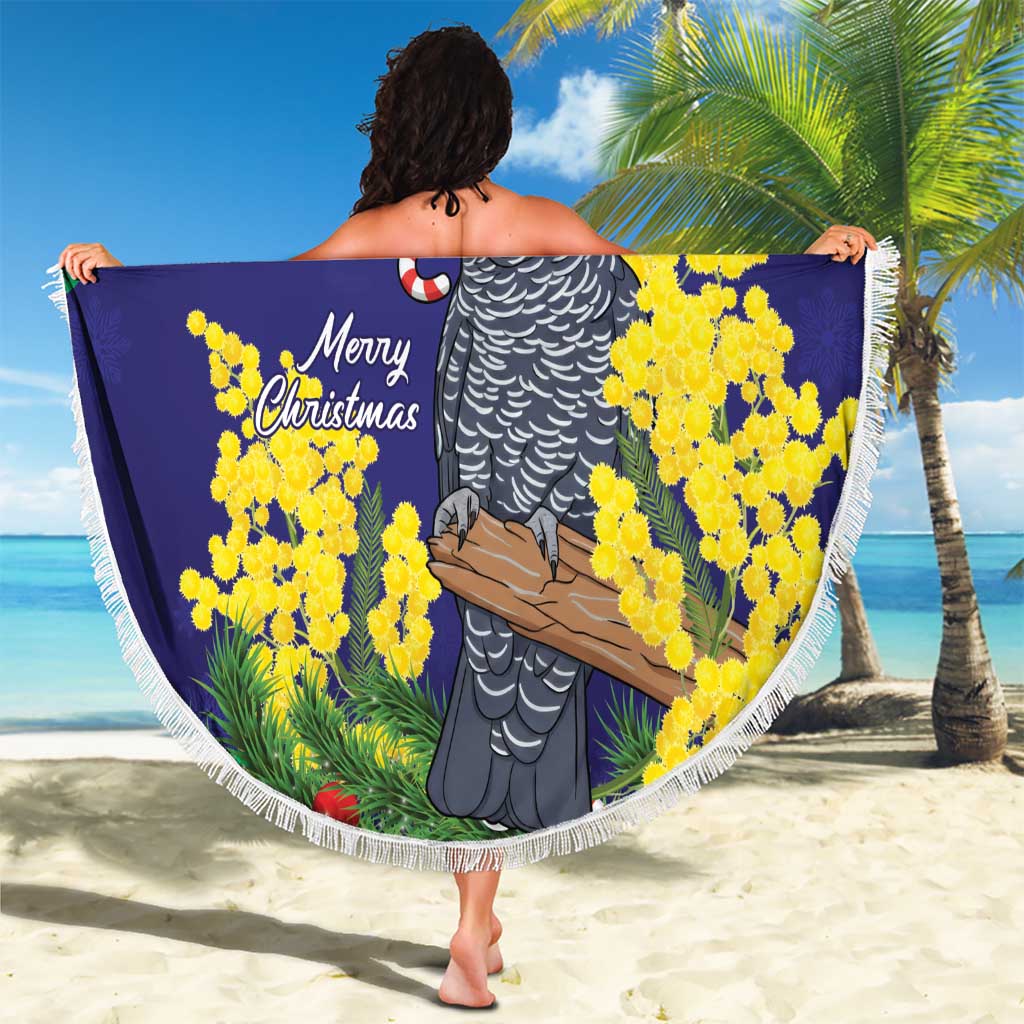 Australia Gang-gang Cockatoo Christmas Beach Blanket Callocephalon Fimbriatum Golden Wattle Blue - Aussie Hoodie