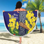 Australia Gang-gang Cockatoo Christmas Beach Blanket Callocephalon Fimbriatum Golden Wattle Blue - Aussie Hoodie