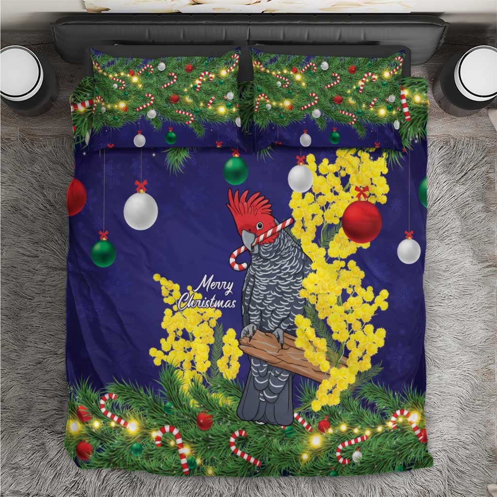 Australia Gang-gang Cockatoo Christmas Bedding Set Callocephalon Fimbriatum Golden Wattle Blue - Aussie Hoodie