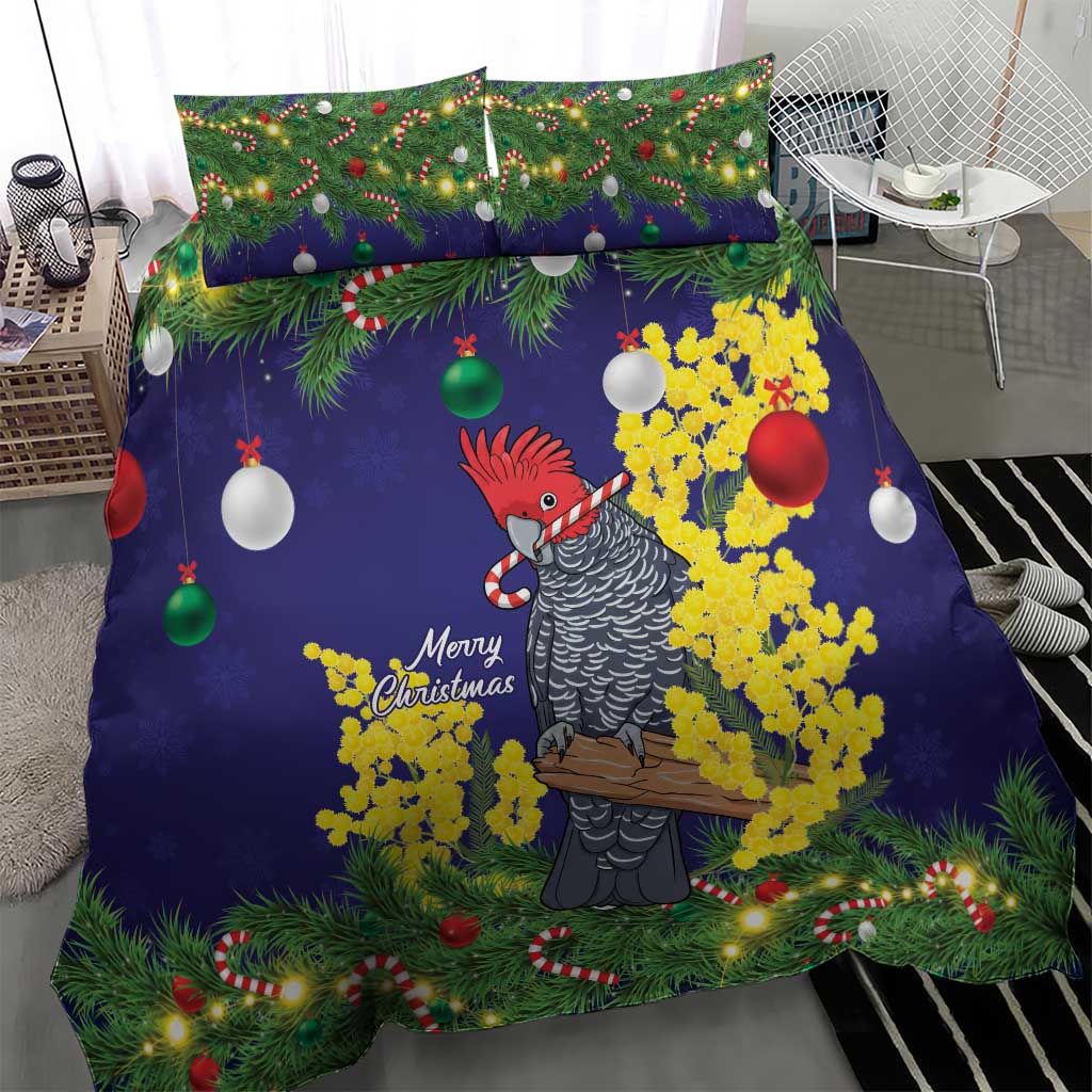 Australia Gang-gang Cockatoo Christmas Bedding Set Callocephalon Fimbriatum Golden Wattle Blue - Aussie Hoodie