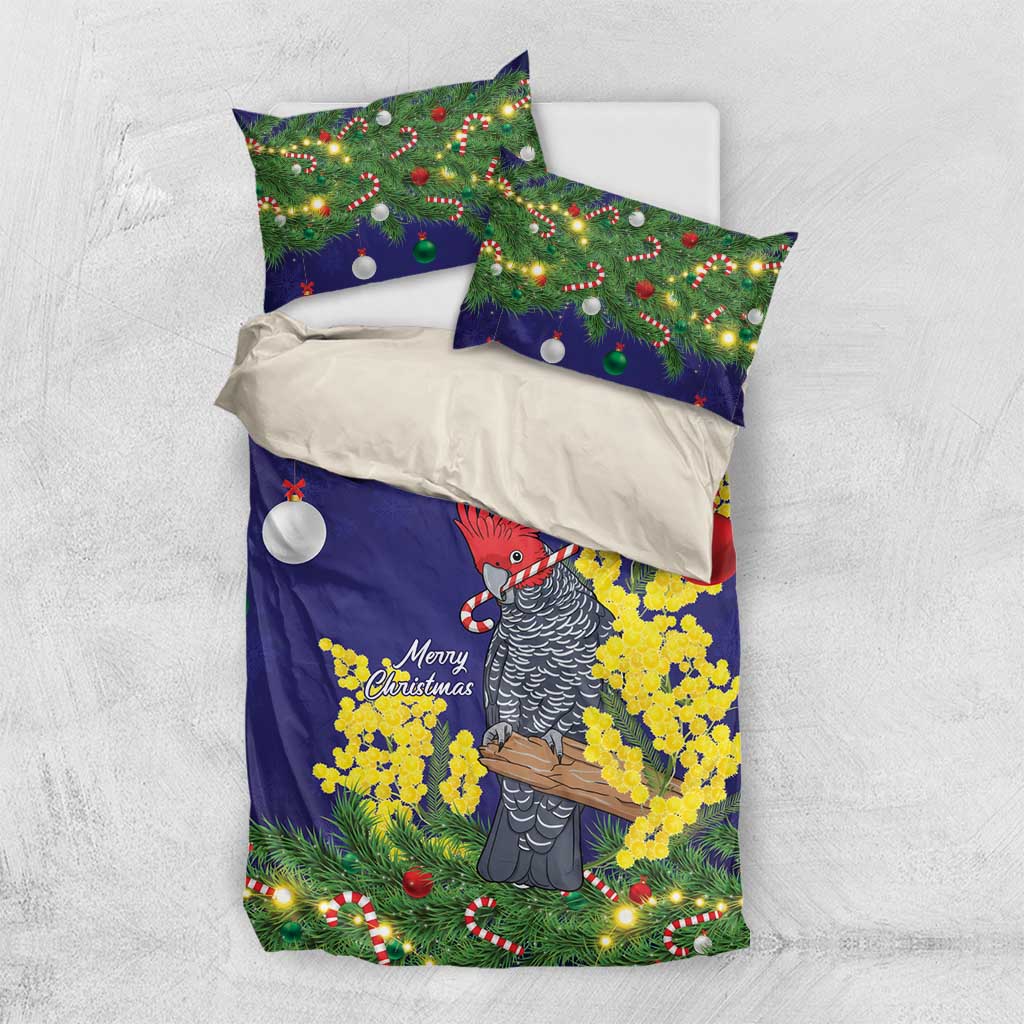Australia Gang-gang Cockatoo Christmas Bedding Set Callocephalon Fimbriatum Golden Wattle Blue - Aussie Hoodie