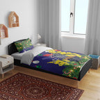 Australia Gang-gang Cockatoo Christmas Bedding Set Callocephalon Fimbriatum Golden Wattle Blue - Aussie Hoodie