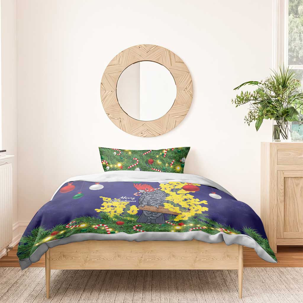 Australia Gang-gang Cockatoo Christmas Bedding Set Callocephalon Fimbriatum Golden Wattle Blue - Aussie Hoodie