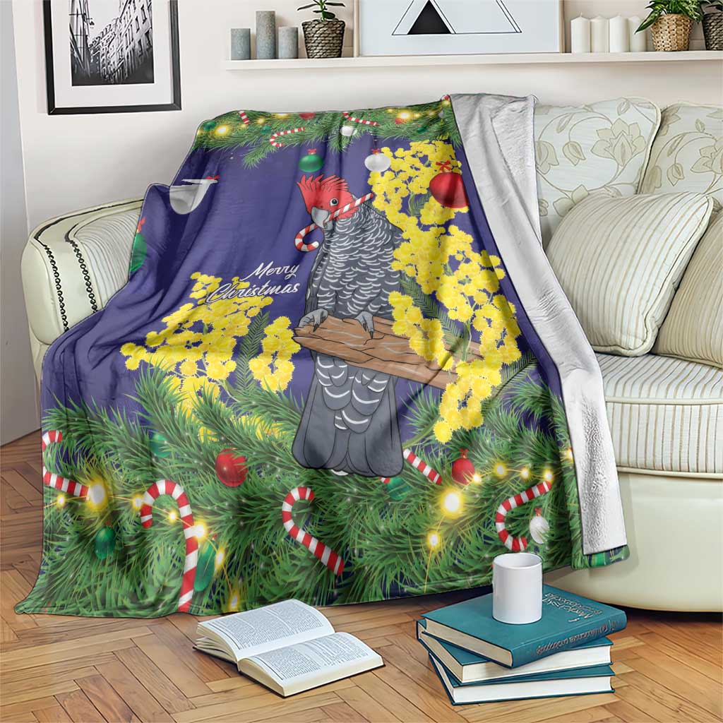 Australia Gang-gang Cockatoo Christmas Blanket Callocephalon Fimbriatum Golden Wattle Blue - Aussie Hoodie