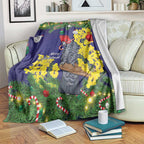Australia Gang-gang Cockatoo Christmas Blanket Callocephalon Fimbriatum Golden Wattle Blue - Aussie Hoodie