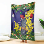 Australia Gang-gang Cockatoo Christmas Blanket Callocephalon Fimbriatum Golden Wattle Blue - Aussie Hoodie