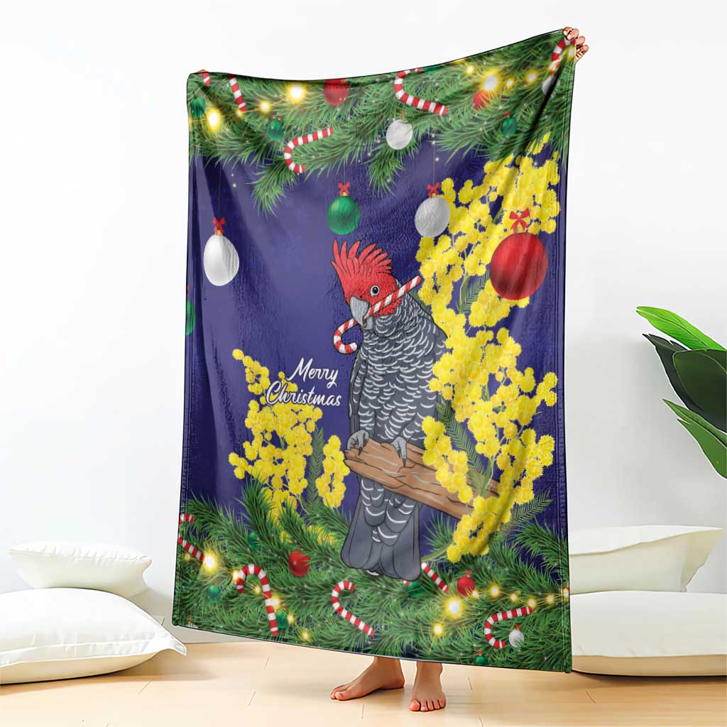 Australia Gang-gang Cockatoo Christmas Blanket Callocephalon Fimbriatum Golden Wattle Blue - Aussie Hoodie