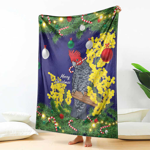 Australia Gang-gang Cockatoo Christmas Blanket Callocephalon Fimbriatum Golden Wattle Blue - Aussie Hoodie