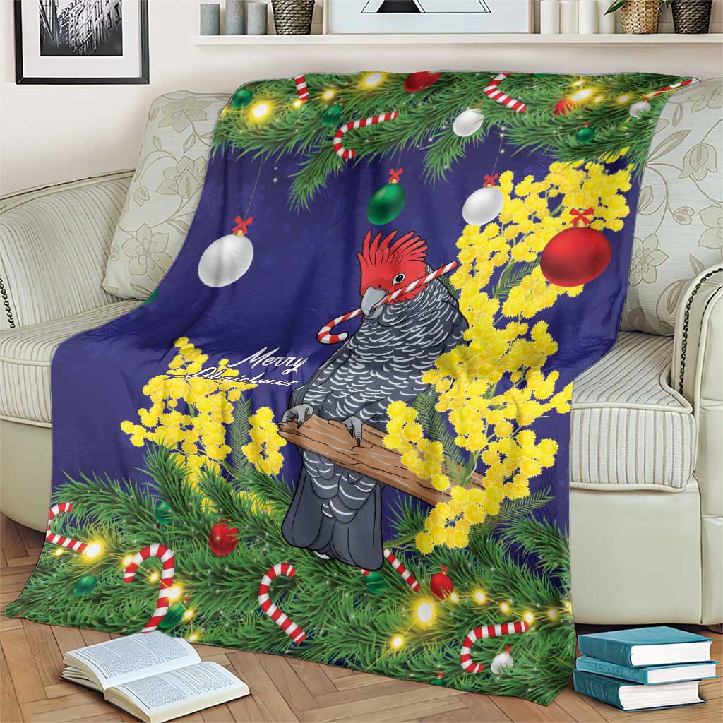Australia Gang-gang Cockatoo Christmas Blanket Callocephalon Fimbriatum Golden Wattle Blue - Aussie Hoodie