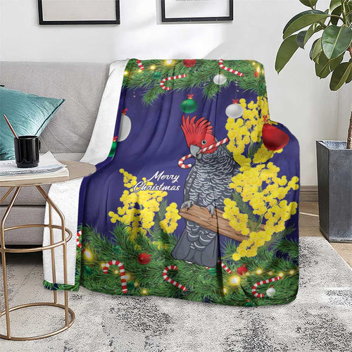 Australia Gang-gang Cockatoo Christmas Blanket Callocephalon Fimbriatum Golden Wattle Blue - Aussie Hoodie