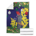 Australia Gang-gang Cockatoo Christmas Blanket Callocephalon Fimbriatum Golden Wattle Blue - Aussie Hoodie