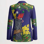Australia Gang-gang Cockatoo Christmas Blazer Callocephalon Fimbriatum Golden Wattle Blue - Aussie Hoodie