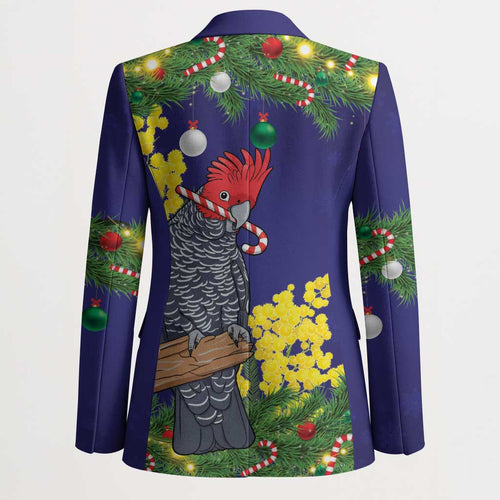 Australia Gang-gang Cockatoo Christmas Blazer Callocephalon Fimbriatum Golden Wattle Blue - Aussie Hoodie