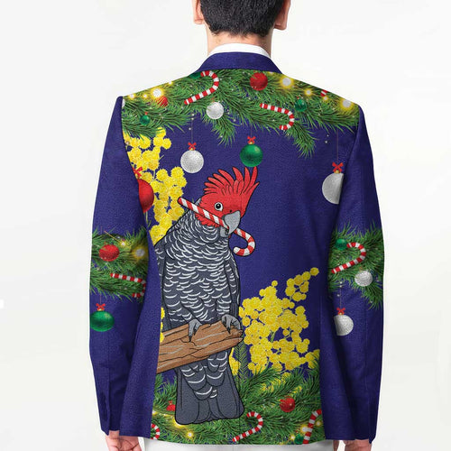 Australia Gang-gang Cockatoo Christmas Blazer Callocephalon Fimbriatum Golden Wattle Blue - Aussie Hoodie