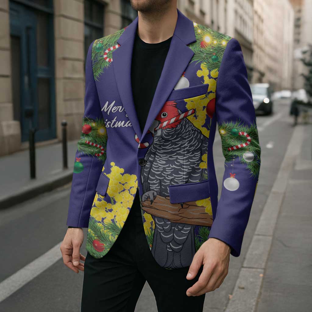 Australia Gang-gang Cockatoo Christmas Blazer Callocephalon Fimbriatum Golden Wattle Blue - Aussie Hoodie