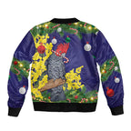 Australia Gang-gang Cockatoo Christmas Bomber Jacket Callocephalon Fimbriatum Golden Wattle Blue - Aussie Hoodie