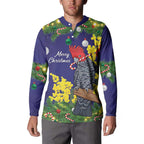 Australia Gang-gang Cockatoo Christmas Button Sweatshirt Callocephalon Fimbriatum Golden Wattle Blue - Aussie Hoodie