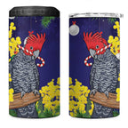 Australia Gang-gang Cockatoo Christmas 4 in 1 Can Cooler Tumbler Callocephalon Fimbriatum Golden Wattle Blue - Aussie Hoodie