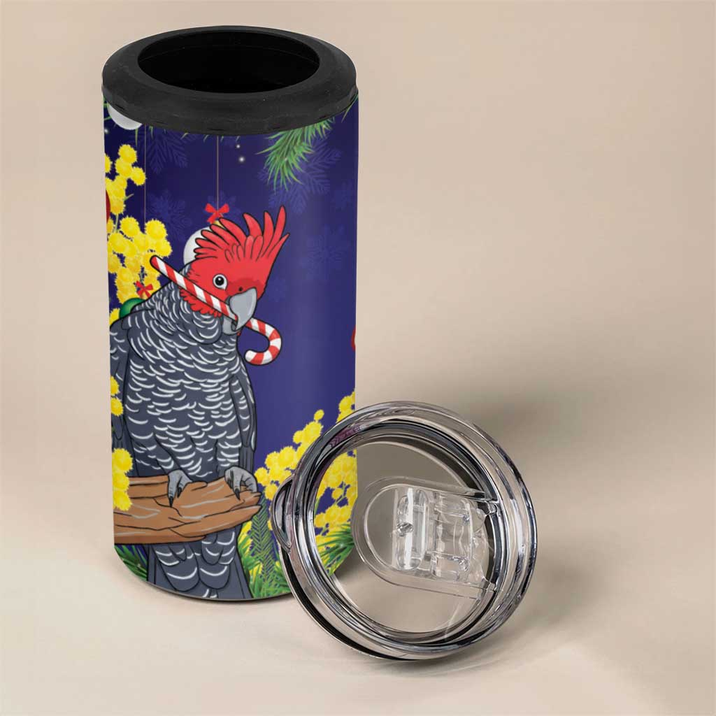 Australia Gang-gang Cockatoo Christmas 4 in 1 Can Cooler Tumbler Callocephalon Fimbriatum Golden Wattle Blue - Aussie Hoodie