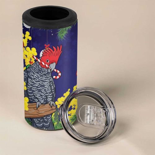 Australia Gang-gang Cockatoo Christmas 4 in 1 Can Cooler Tumbler Callocephalon Fimbriatum Golden Wattle Blue - Aussie Hoodie