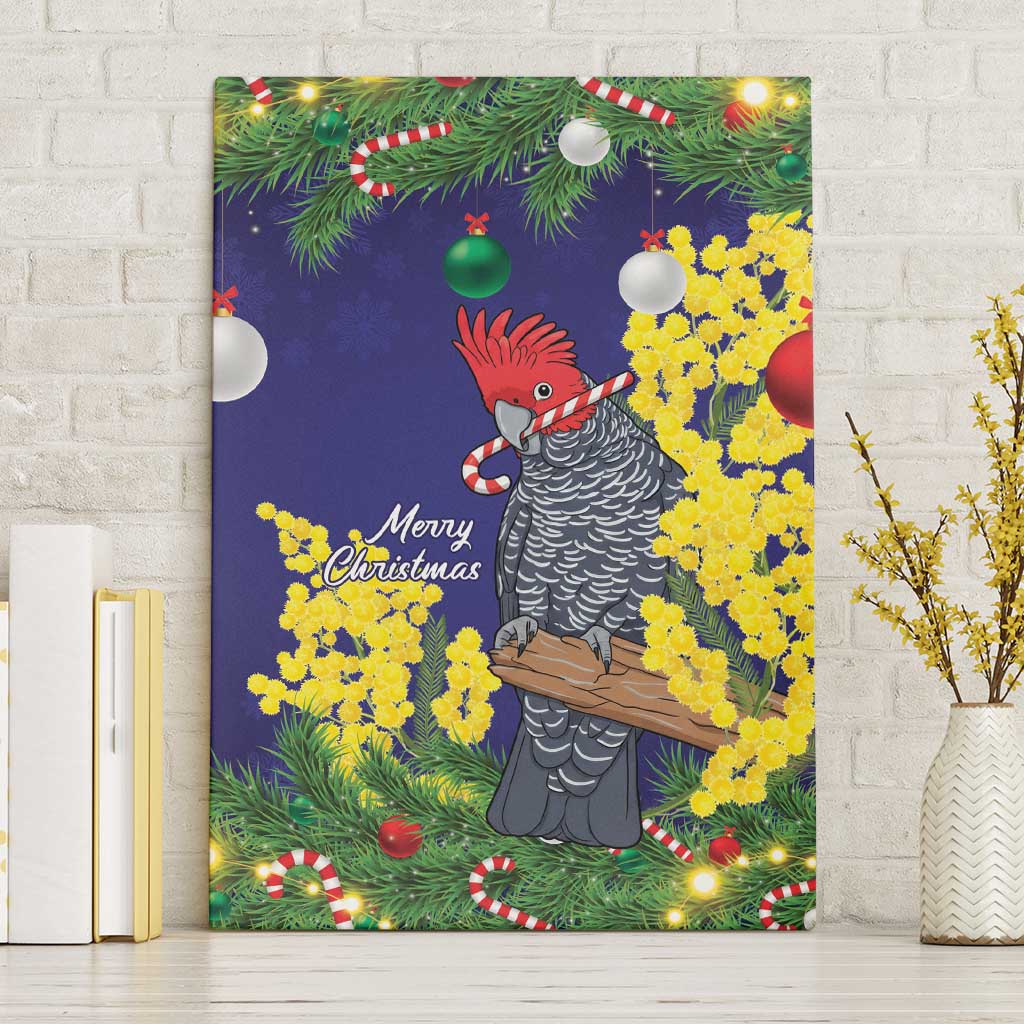 Australia Gang-gang Cockatoo Christmas Canvas Wall Art Callocephalon Fimbriatum Golden Wattle Blue - Aussie Hoodie