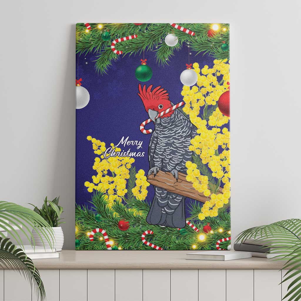 Australia Gang-gang Cockatoo Christmas Canvas Wall Art Callocephalon Fimbriatum Golden Wattle Blue - Aussie Hoodie