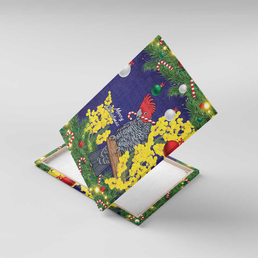 Australia Gang-gang Cockatoo Christmas Canvas Wall Art Callocephalon Fimbriatum Golden Wattle Blue - Aussie Hoodie