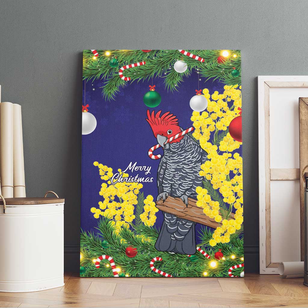 Australia Gang-gang Cockatoo Christmas Canvas Wall Art Callocephalon Fimbriatum Golden Wattle Blue - Aussie Hoodie