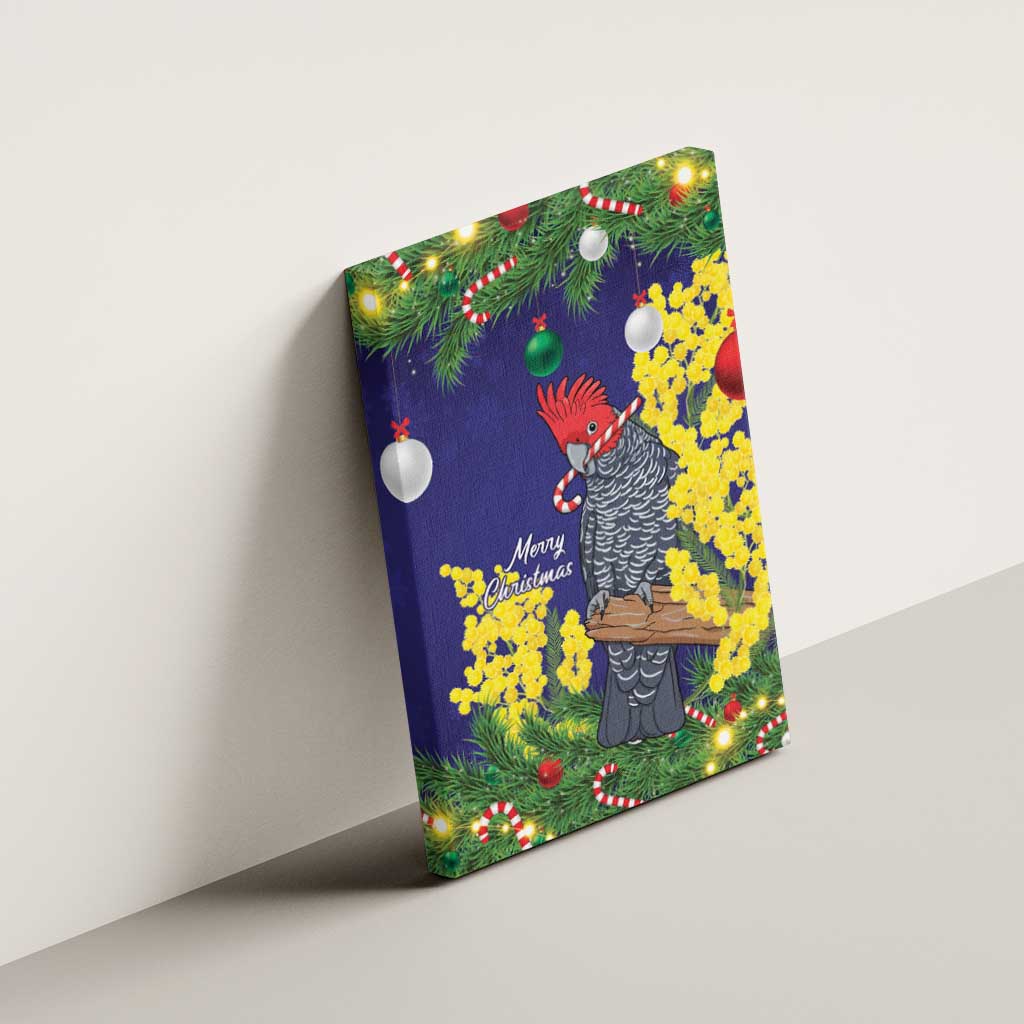 Australia Gang-gang Cockatoo Christmas Canvas Wall Art Callocephalon Fimbriatum Golden Wattle Blue - Aussie Hoodie