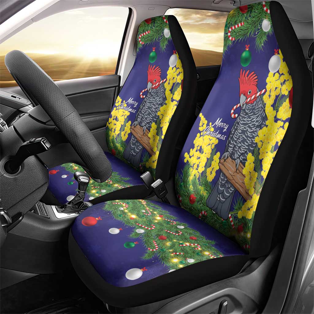 Australia Gang-gang Cockatoo Christmas Car Seat Cover Callocephalon Fimbriatum Golden Wattle Blue - Aussie Hoodie