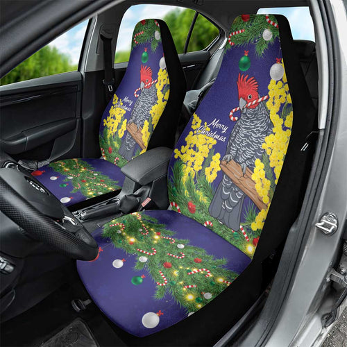 Australia Gang-gang Cockatoo Christmas Car Seat Cover Callocephalon Fimbriatum Golden Wattle Blue - Aussie Hoodie