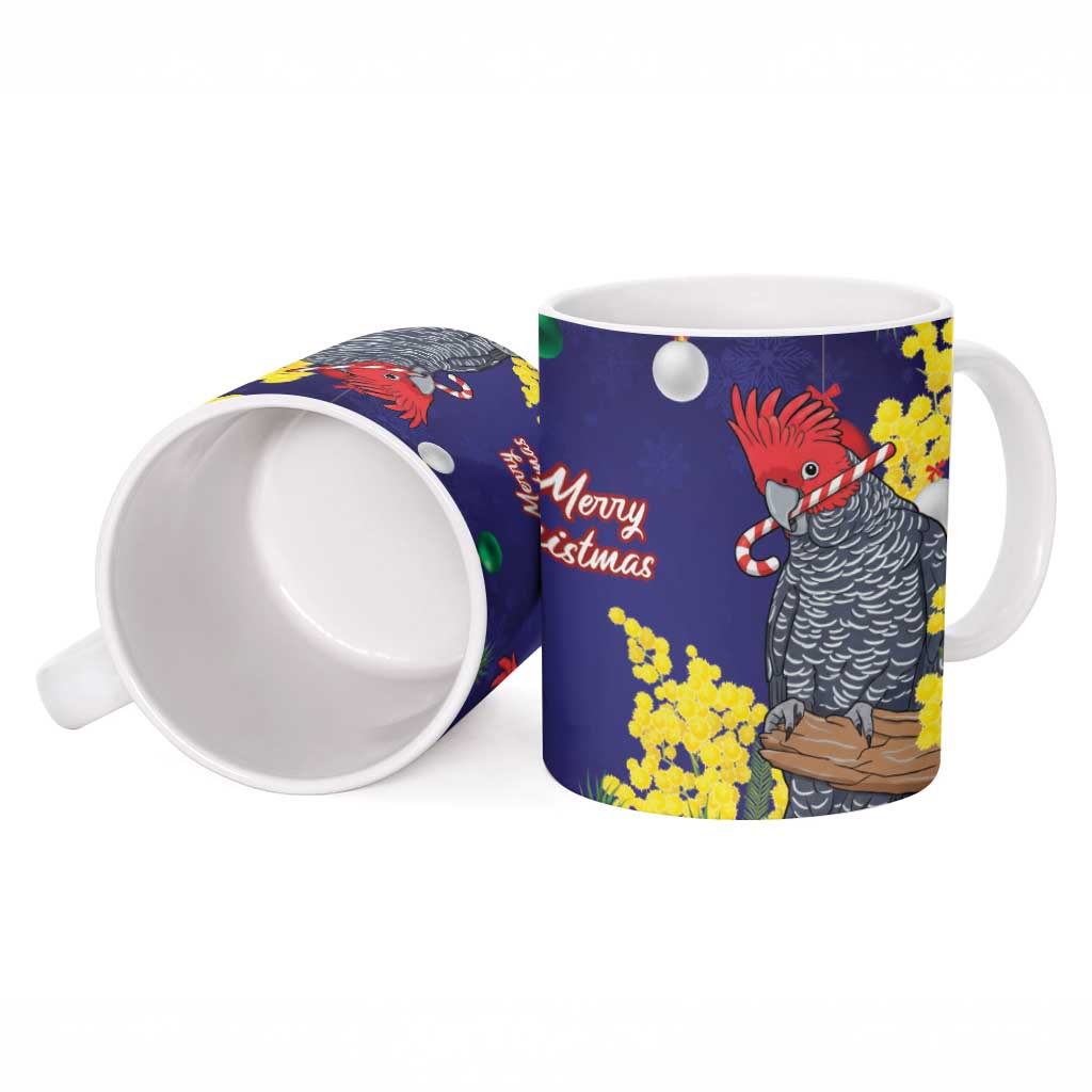 Australia Gang-gang Cockatoo Christmas Ceramic Mug Callocephalon Fimbriatum Golden Wattle Blue - Aussie Hoodie