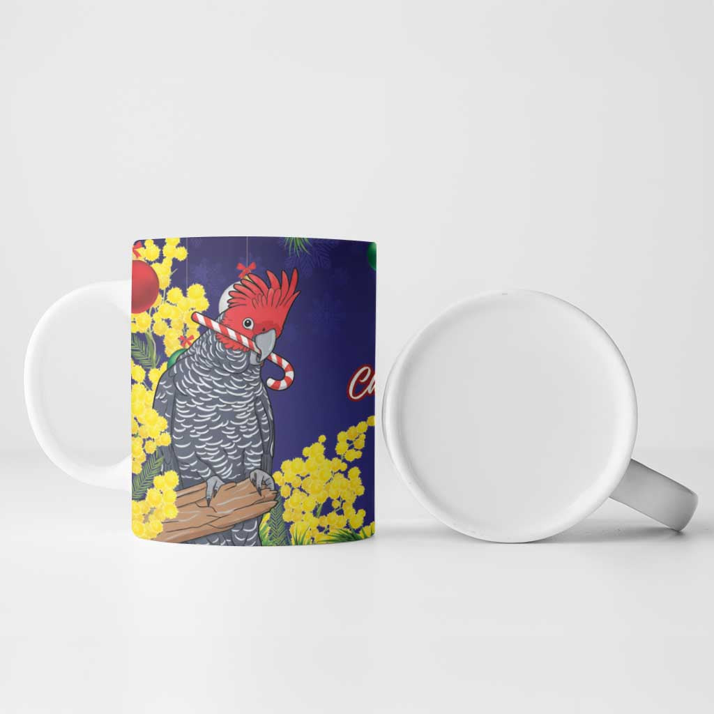 Australia Gang-gang Cockatoo Christmas Ceramic Mug Callocephalon Fimbriatum Golden Wattle Blue - Aussie Hoodie